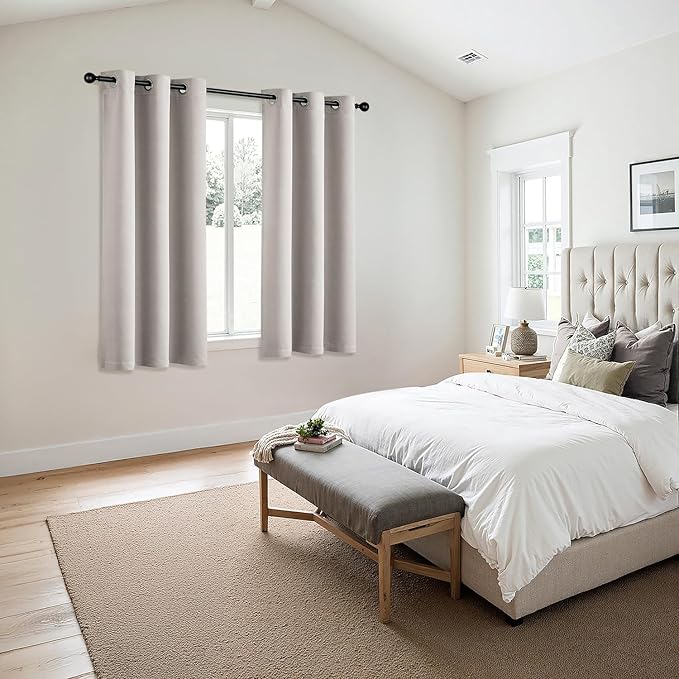 MIULEE Blackout Curtains for Bedroom 2 Panels 40 x 45 Inch Long Cobblestone | Thermal Insulated, Living Room Darkening Grommet Drapes, Noise Reducing, Light Blocking Window Treatments