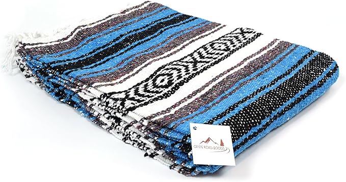 Open Road Goods Bulk Falsa Blankets - Handwoven Authentic Mexican Falsa - Great for Weddings, Yoga, Beach, Picnics, or Mexican Throw! (Bright Blue, 15 Pack)