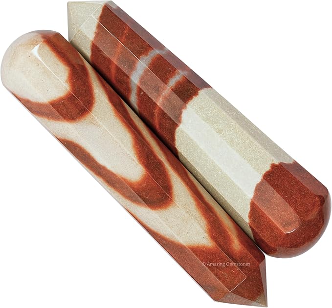 Amazing Gemstone Narmada Shiva Lingam Crystal Wand Massage Stick - Pelvic Wand Gua Sha for Adults - Crystals and Healing Stones Massage Wands for Adults Gifts (Pointed)