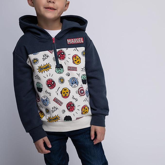 Marvel Avengers Spider-Man Fleece Half Zip Hoodie Toddler to Big Kid Sizes (2T - 18-20)