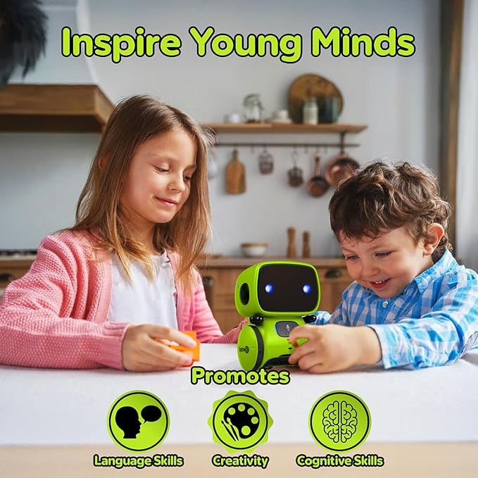 Contixo R1 Kids Robot Toy, Green Interactive Smart Robots With Voice Control Talking Dancing Learning Touch Sensor Compact Educational Portable Toy For Boys Girls Toddlers 3-8 Years Old Birthday Gifts
