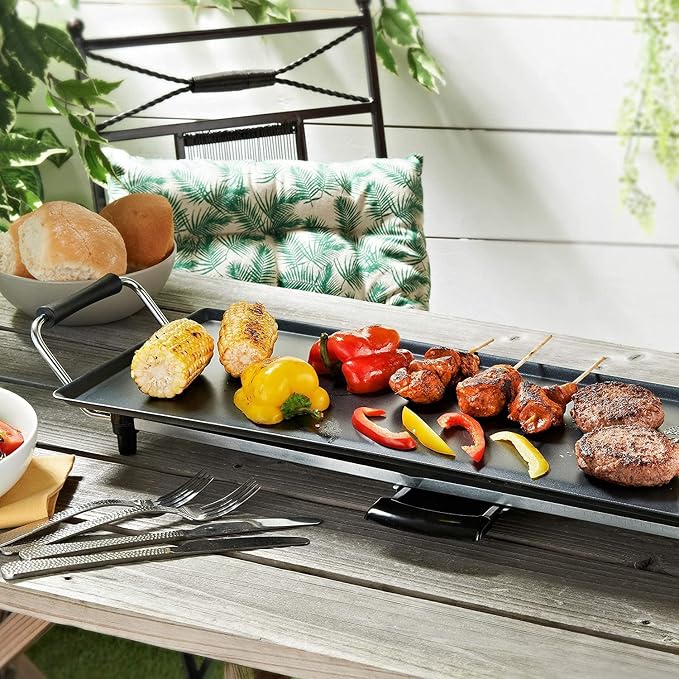 LDAILY Electric Griddle, Nonstick Extra Large Electric Teppanyaki Grill, 35’’ Korean BBQ Grill with 5 Temperature, Long Portable Indoor Table Top Barbecue Pan for Party/Home/Camping Cooking, 2000W