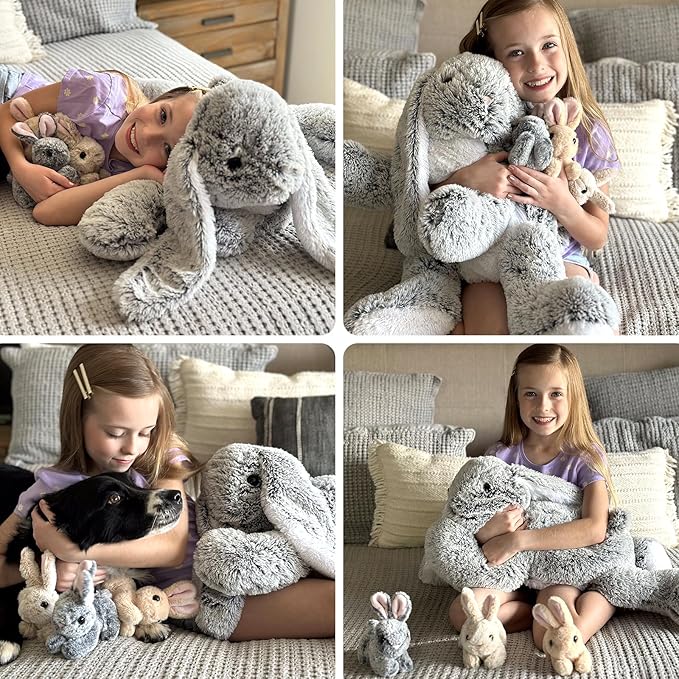 MaoGoLan 4Pcs Easter Bunny Stuffed Animals with 3 Babies Inside, 24” Soft and Cuddly Giant Rabbit Plush, Easter Stuffed Bunny Gift for Kids,Boys,Girls