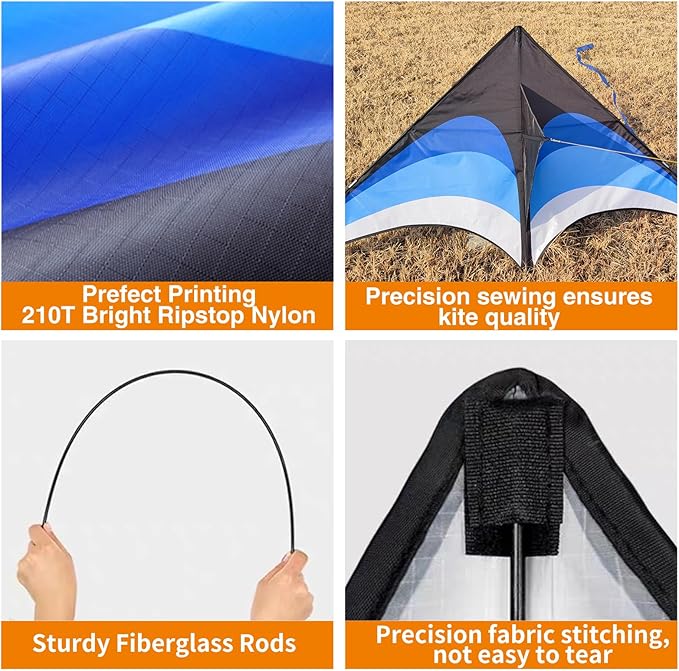 Kites for Kids and Adults, Easy to Fly for Beach, Single Line Kite Set for Beginners