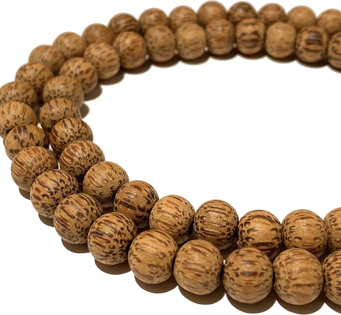 ABCGEMS (Essential-Oil-Diffuser) Coconut Palmwood Wood Beads - Matte Finished (Believed for Helping to Balance Emotions & Promote Inner Peace) Smooth Round 10mm (Non-Shiny)