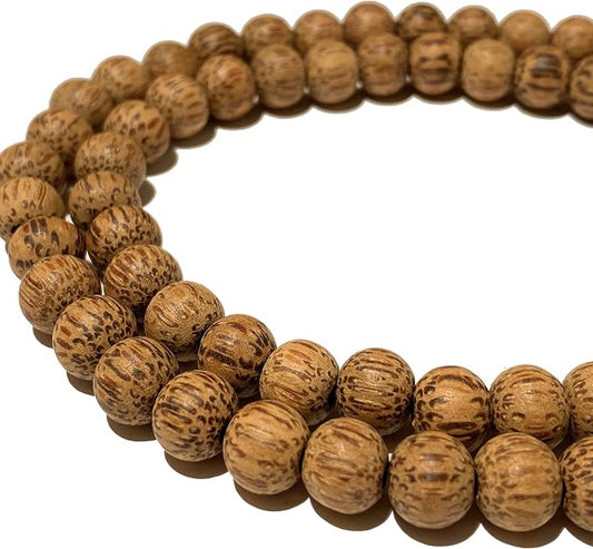ABCGEMS (Essential-Oil-Diffuser) Coconut Palmwood Wood Beads - Matte Finished (Believed for Helping to Balance Emotions & Promote Inner Peace) Smooth Round 10mm (Non-Shiny)