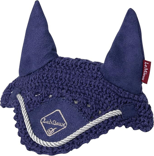 LeMieux Toy Pony Fly Hood - Handmade Crochet Recycled Yarn - Ages 3+ - Ink Blue - One Size