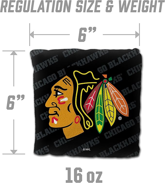 YouTheFan Officially-Licensed NHL Set of 4 Cornhole Bags - All Weather Regulation 6” x 6” Size - 16oz Weight - Designed in USA
