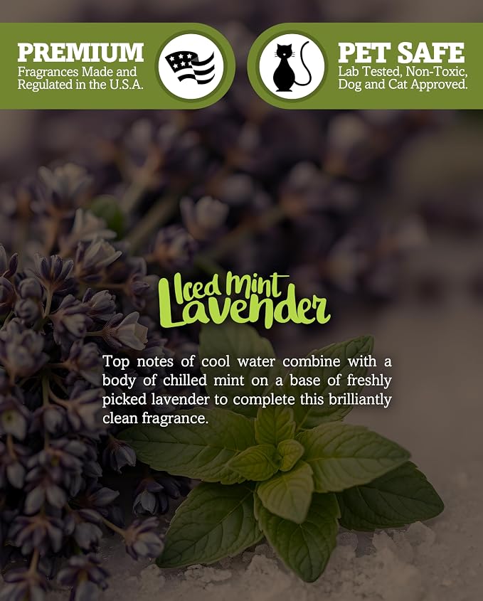 Iced Mint Lavender Scented Natural Soy Candle, Essential Fragrance Oils, 100% Soy, Phthalate & Paraben Free, Clean Burning, 9 Oz.
