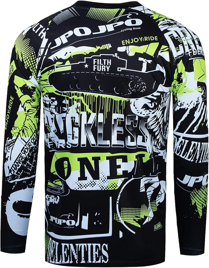 Boy Girl Cycling Jersey Kids Mountain Bike Motocross Long Sleeve Shirt Biking Tops 4-14 Years