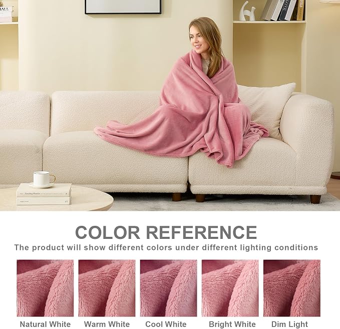 Hansleep Full Fuchsia Fleece Blanket, Soft Flannel Bed Blanket | Fuzzy Cozy Blanket 84x90 Inches, Multi-use for Bed, Sofa, Couch, Travel, Camping, All Season Warm Lightweight Cover
