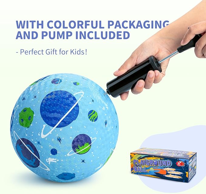 ZOOJOY Pack of 2 Cartoon Playground Balls for Kids 1-6, 6 Inch Rubber Balls for Dodgeball, Rubber Bouncy Kickball, Indoor & Outdoor Game Gaga Balls for Boys Girls with Pump