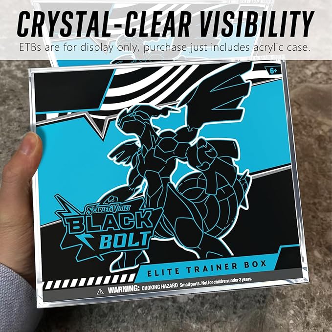 Acrylic ETB Protector Case Magnetic Ultra Thick 8mm + 5mm Elite Trainer Box Acrylic Display Case Stackable Hard Compatible with PKMN Elite Trainer Boxes with Strong Magnets Easy Top Loading