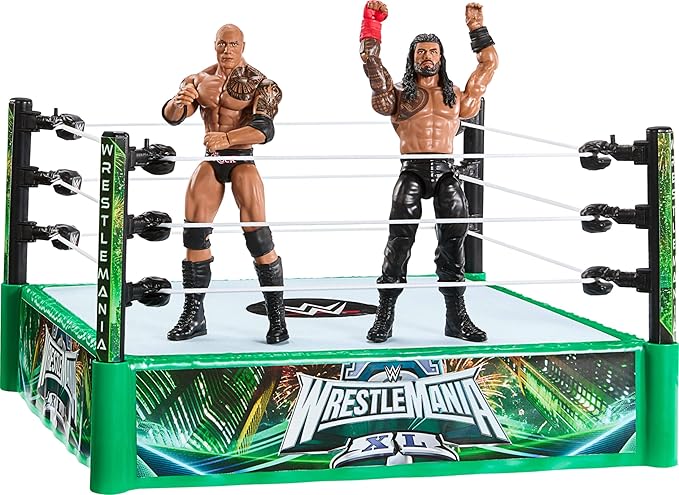 Mattel WWE Bloodline Rules Playset with Ring & 2 Action Figures, Includes The Rock & Roman Reigns 6-inch Superstar Collectibles