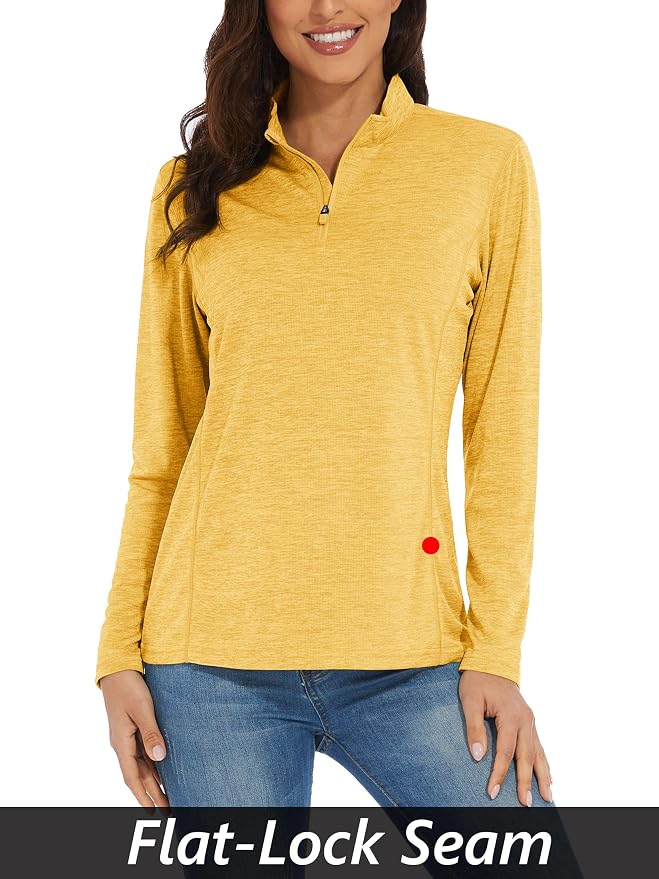 MAGCOMSEN Women's UPF 50+ Sun Shirts Long Sleeve 1/4 Zip Pullover Quick Dry Workout Hiking Tops Running Athletic Shirts
