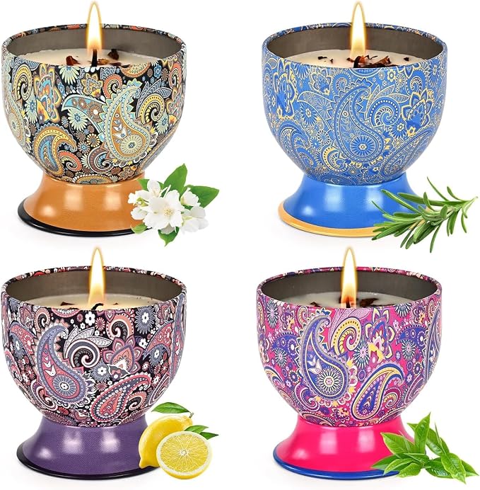 Aromatherapy Candle Gift Set (4-Pack),Natural Soy Candles,Women's Candle Gift,Non-Toxic Eco-Friendly Candles,Perfect for Men,Women,or Friends,Ideal Birthday or Wedding Gifts