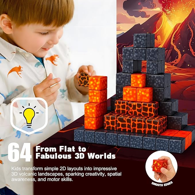 Magnetic Blocks Building Toys - Build Set, Magnet for Boys & Girls Ages 5-7, Buildable Game Elements Gifts Toys for 3+ Year Old Boys & Girls