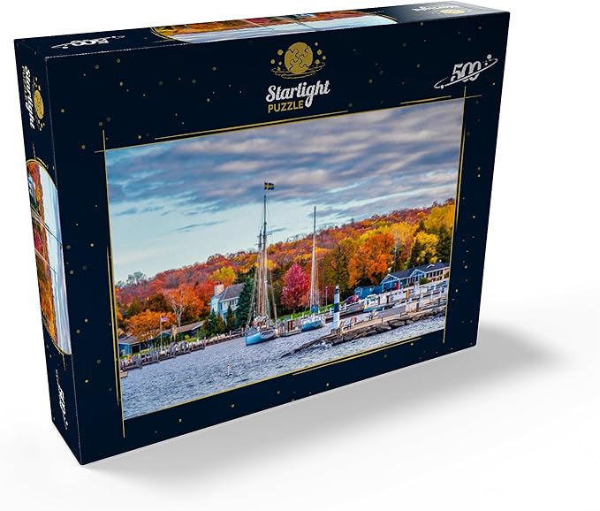 MyPuzzle Sister Bay Town Harbor View in Door County Wisconsin - Premium 500 Piece Jigsaw Puzzle for Adults