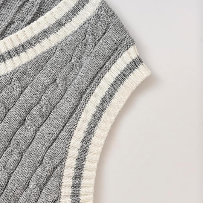 Women's Sweater Vest,Y2K Sleeveless Pattern Preppy Style Knitted Crop Tank Top for Girl
