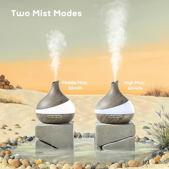 HJTHJT Essential Oil Diffuser for Home, 500ml Aromatherapy Diffuser:14-Color LED, Dual Mist Modes, Ultrasonic, Remote Control, Quiet Humidifier