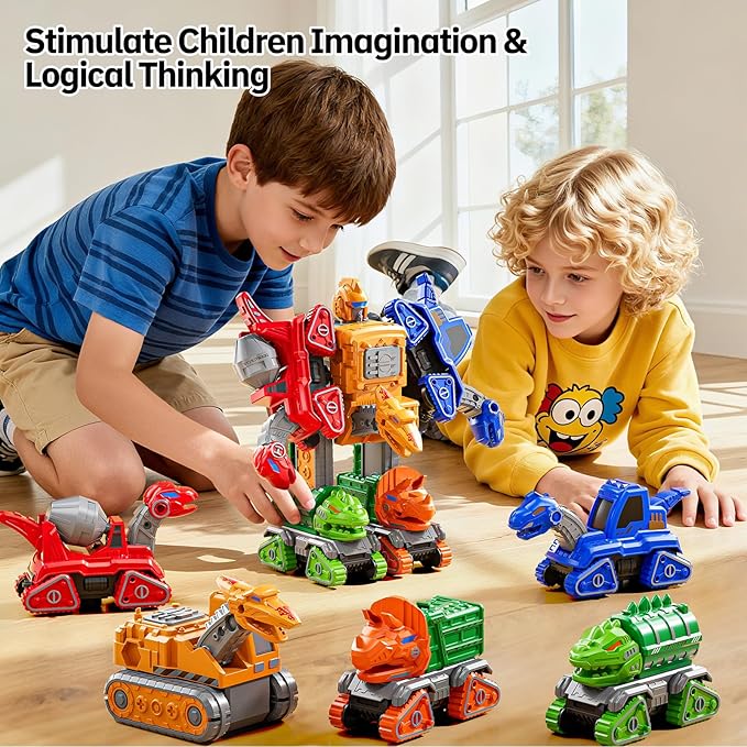Transform Toys for Boys 4-6, 5 in 1 Take Apart Toys for Boys 3-5, Dinosaur Transforming Assembling Robot Toy for Kids, Educational Birthday Gift for 4 5 6 7 8 Year Old Boy Girls