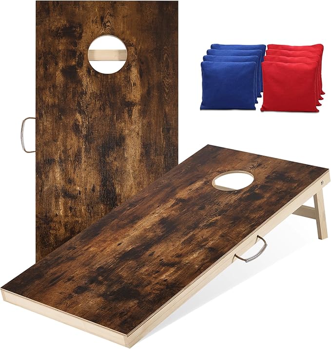 Sportdo 4x2 ft Solid Wood Cornhole Set with 8 Bean Bags, Regulation Size Cornhole Board Set for Adults, Cornhole Game Set for Tailgate Backyard Toss Games Indoor&Outdoor Activities