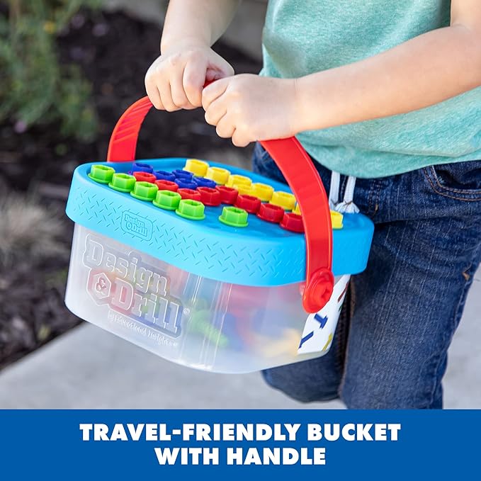 Educational Insights Design & Drill Bolt-It Bucket - Construction Toys & Toddler Tools, Kids Tool Set with Real Electric Drill Toy, Take Apart STEM Set, Building Kits and Gifts for Ages 3+