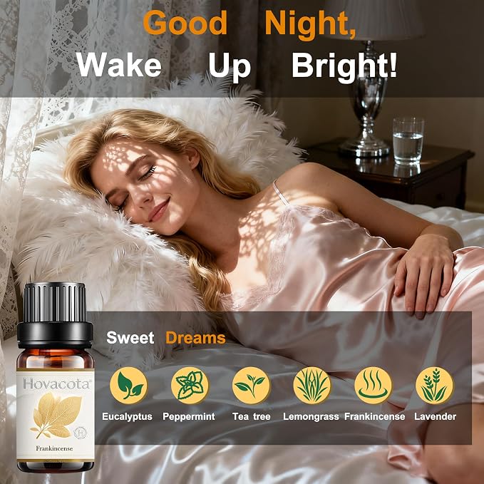 Essential Oil Set, Premium Fragrance Oils for Diffuser & Aromatherapy, Candle, Soap Making, Humidifiers, Scents Blends Included Frankincense,Lavender,Eucalyptus, Lemongrass,Peppermint,Tea Tree, 6x10ML