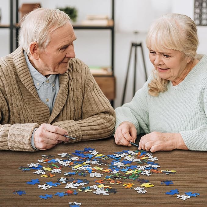 HUADADA Jigsaw Puzzles for Adults 1000 Pieces, Painting Houses with Poster Interlock Perfectly Letter on Back No Dust, Home Decor Birthday Party Gift Toy for Men Women Elders Seniors (27.5"x19.6")