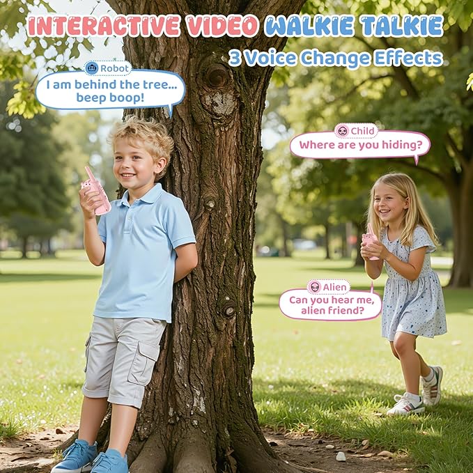 Video Walkie Talkie for Kids - 2 Pack Rechargeable Kids Walkie Talkies Long Range Radios, Camera Facetime Walkie Talkie, Easter Birthday Gifts for Girls, Toys for Age 3-12, Indoor Outdoor Travel