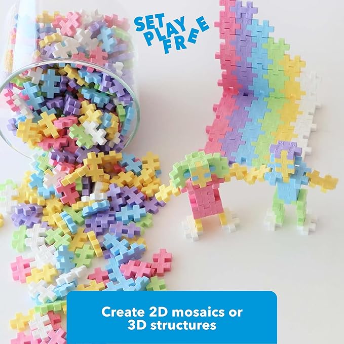 PLUS PLUS - Open Play Set - 300 Piece - Pastel Color Mix, Construction Building Stem Toy, Interlocking Mini Puzzle Blocks for Kids