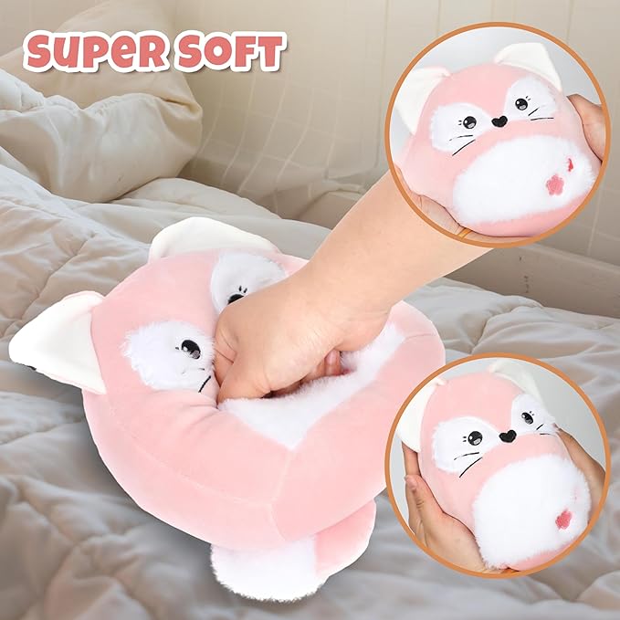 Easfan Pink Fox Plush Pillow Soft Plush Toy Cute Stuffed Animal Home Room Decoration Birthday Festival Gifts for Girls,Kids,Toddlers