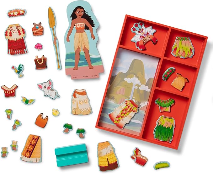 Melissa & Doug Disney Princess Moana Magnetic Dress-Up Wooden Doll Pretend Play Set (30+ pcs)
