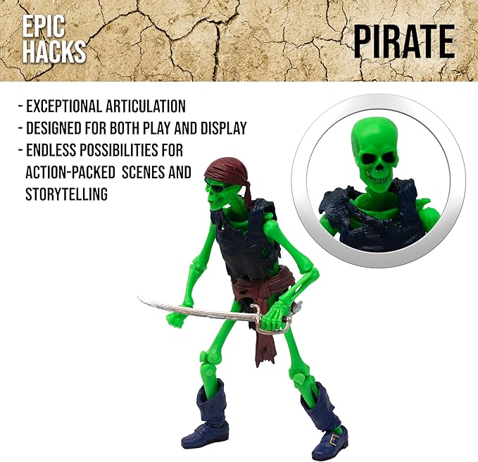Boss Fight Studio Epic H.A.C.K.S. Red Sonja Deluxe Action Figure with Grim Spectre & Pirate Skeletons – Set of 3 Highly Articulated Collectible Figurines – Interchangeable Parts & Accessories – 1:12