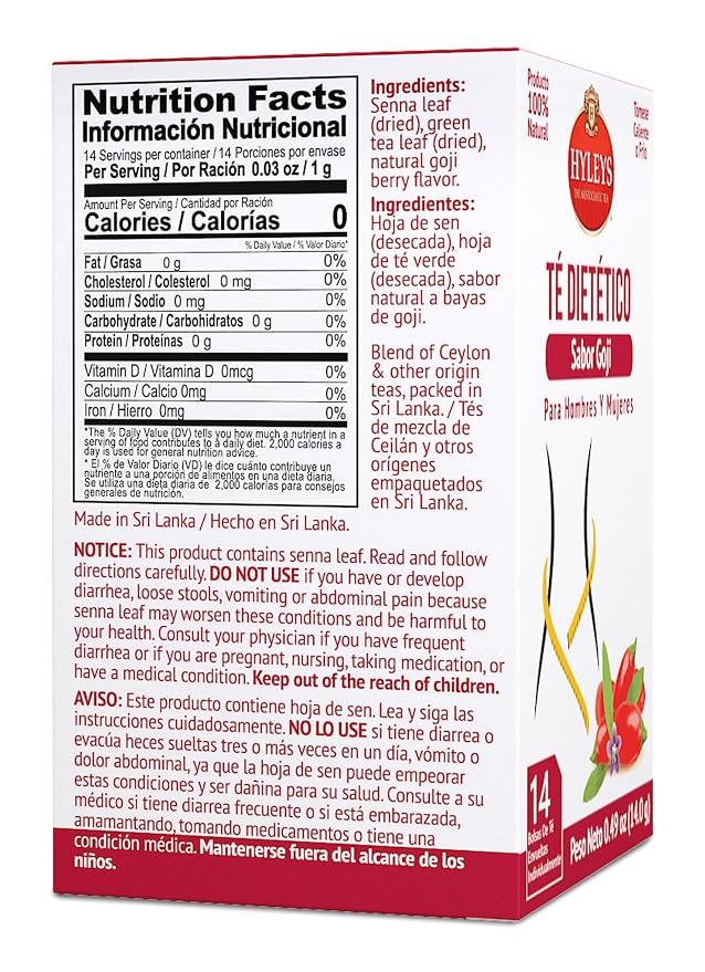 Hyleys Dieter's Tea with Goji Berry Flavor - 14 Tea Bags - Slimming Weight Loss Detox Cleanse Tea (24 Pack - 336 Tea Bags Total)