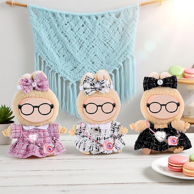 iBayda Chic Style 3 Sets 17cm Doll Clothes & Accessories Set Include: 3 Dresses, 3 Hairpin, 1 Shoes, 1 Glasses, 1 Bag (Doll Not Included)
