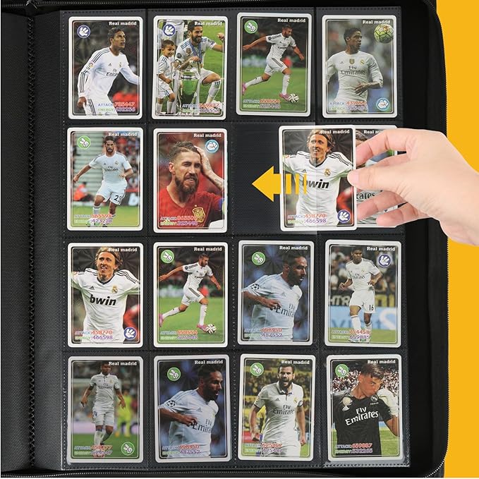 Trading Card Binder 16 Pocket, GERMUN PU Cover Card Binder for 1000+ Cards, Premium Trading Card Holder Folders, Double Sided Pocket Card Album for MTG, TCG (Marble Grey)