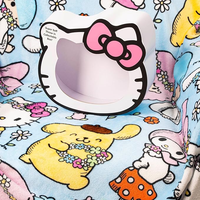 Hello Kitty Throw Blanket with Gift Box - Throw Measures 46 x 60 Inches – Super Soft Special Edition Fleece Bedding