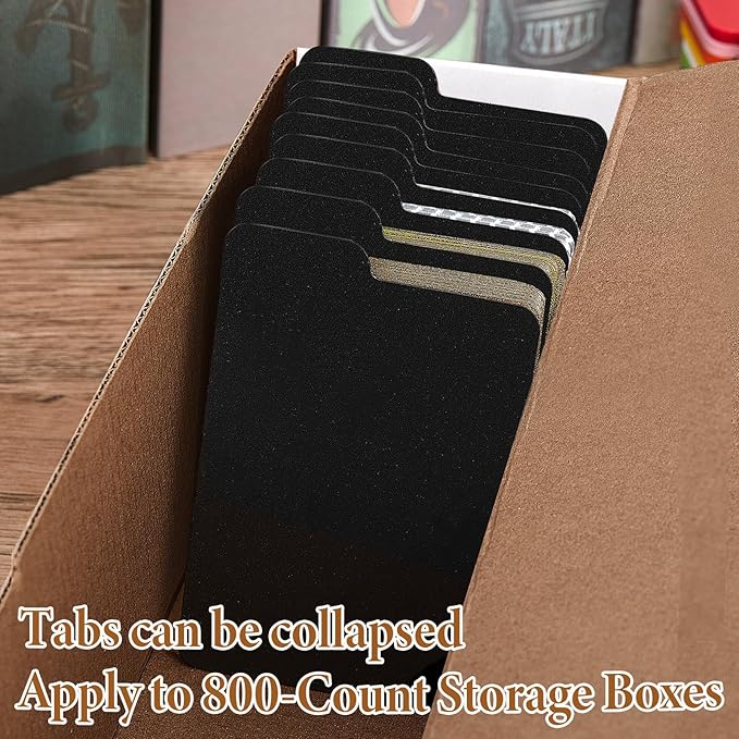 Lewtemi 50 Pcs Card Dividers PP Trading Card Page Dividers Playing Separator for Office and Sports Gathering Storage Supplies, 2.6 x 3.8 Inch, 10 Colors (Black)