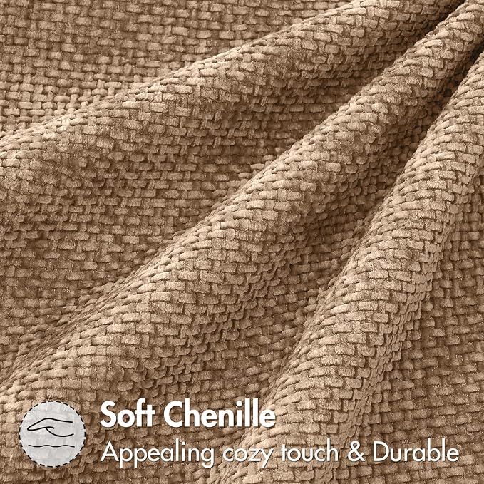 MIULEE Decorative Couch Throw Pillow Covers 20x20 Inch Khaki Camel 2 Pack | Modern Boho Accent, Soft Chenille Pillow Covers, Farmhouse Cushion Cases for Home Decor Bed Sofa Living Room