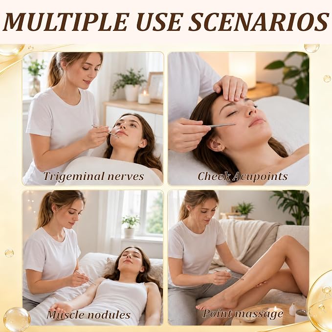 Stainless Steel Muscle Scraper Tool Set, 3-in-1 Gua Sha and Trigger Point Massager with 3mm Smooth Edges to Break Down Scar Tissue and Reduce Face Puffiness for Physical Therapy, Metal Gua Sha Tool