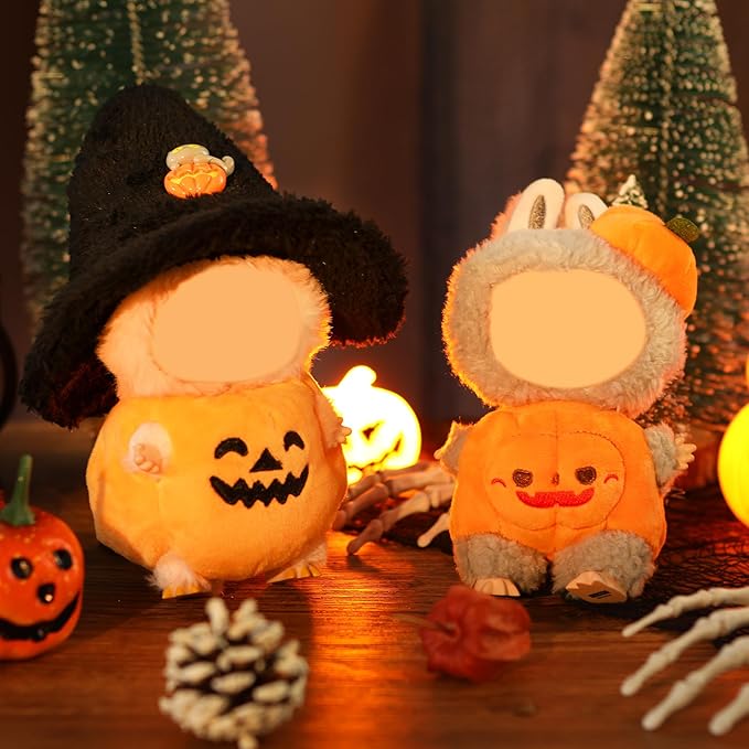 Clothes for Labubu Doll,6.7 Inch Doll Clothing Set - 2 Pieces of Handmade Clothes and Accessories for 17cm Plush Toys - Pumpkin Halloween Set