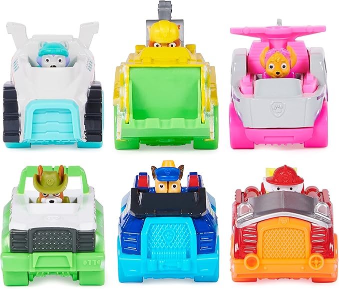 Paw Patrol, True Metal Neon Rescue Vehicle Gift Pack of 6 Collectible Die-Cast Toy Cars, 1:55 Scale, Kids Toys for Boys and Girls Ages 3 and up