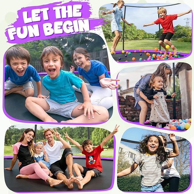 JELENS Trampoline 8FT 10FT 12FT 14FT 15FT 16FT, Recreational Trampolines with Enclosure Net, Outdoor Anti-Rust Trampolines for Kids and Adults, ASTM Approved