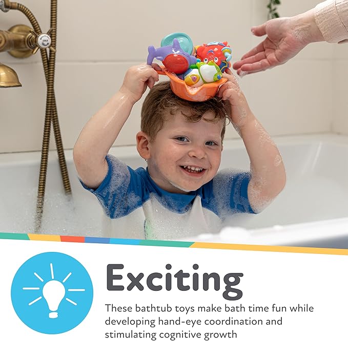 Nuby Pirate Pals Bath Toy Set - Interactive Bath Time Toys - 18+ Months
