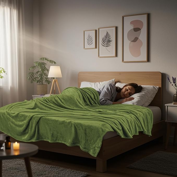 Utopia Bedding Ultra Soft Fleece Bed Blanket Twin Size Olive (60x80 Inches) | Microfiber Plush Warm Lightweight Breathable Cozy Blanket Anti-Static, All Season Use, Gift for Women and Men
