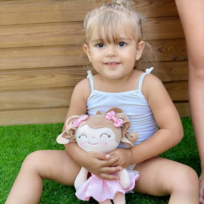 Gloveleya Personalized Ballerina Doll with Custom Name – 13 Inch Pink Plush Baby Girl Gift, Soft Ballet Girl Stuffed Toy for Birthday, Christmas, Baby Shower, Holiday & Keepsake Present