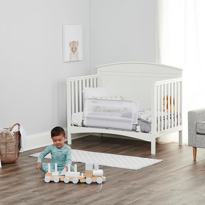Regalo Safety Swing Down Crib Rail for Toddlers, 33" Baby Bed Rail Guard with Reinforced Anchor Safety System, Convertible Crib Bed Rail, White