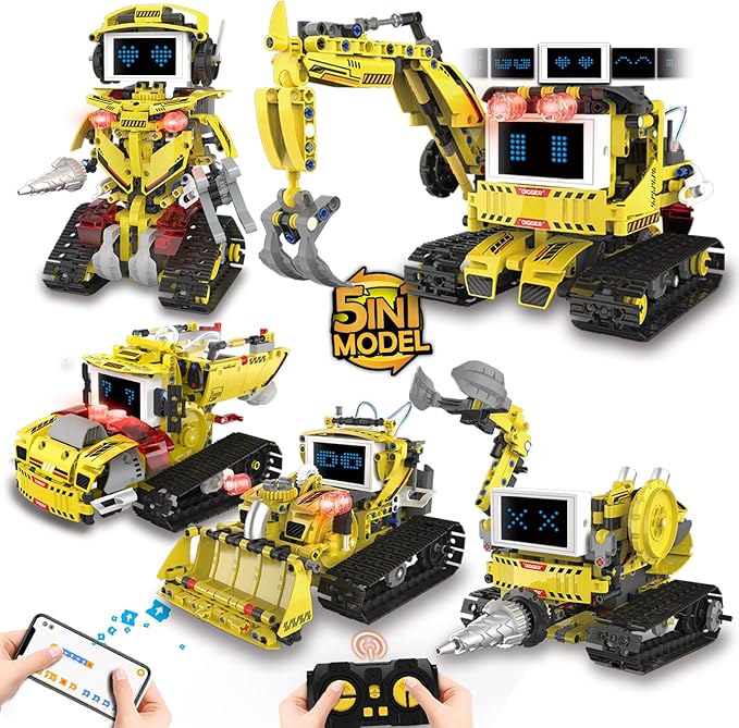 5-in-1 Programmable Robot Building Block Set for Kids Ages 8-14, with APP or Remote Control & LED Display Screen,STEM Educational Gift for Teen Boys and Girls (660PCS)