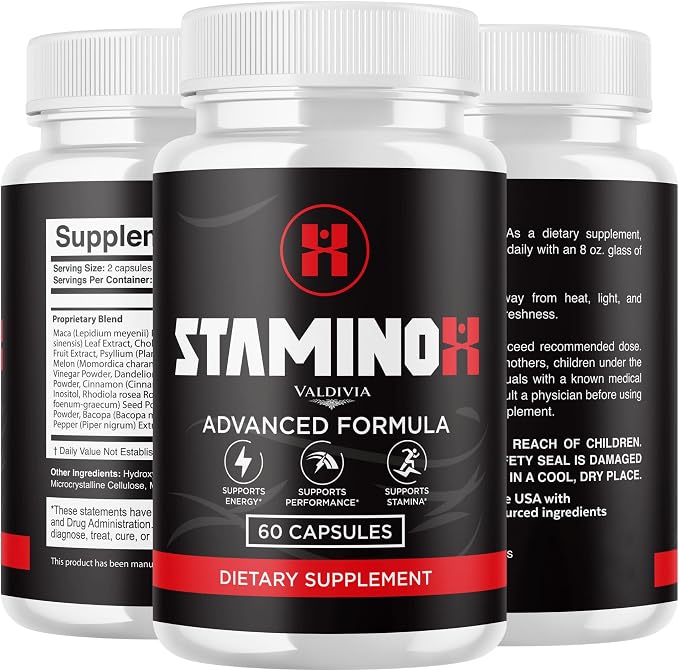 Valdivia (5 Pack) Staminox Capsules, Official Staminox Support Supplement Pills Reviews (300 Capsules)